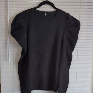 New Black Puff Sleeve Sweater